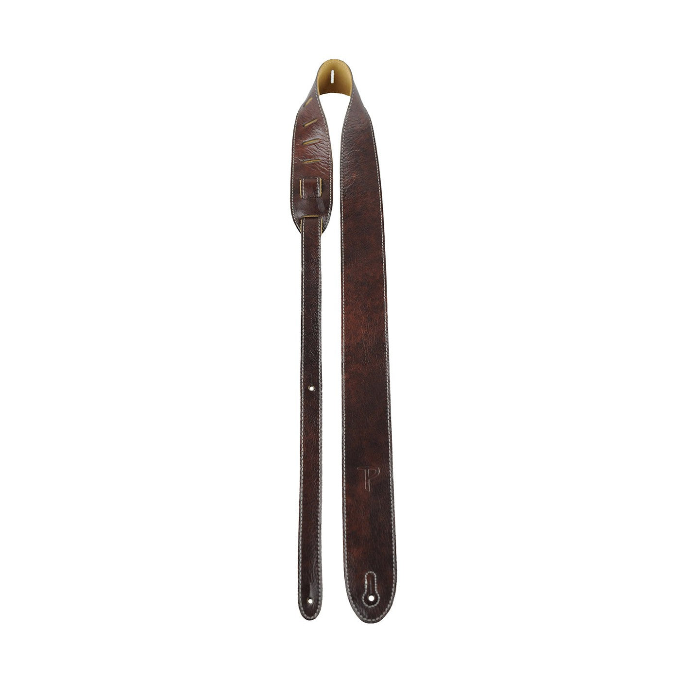 Perri's Special Offer! 2 Garment Mahogany Italian Leather Guitar Strap - Adjustable
