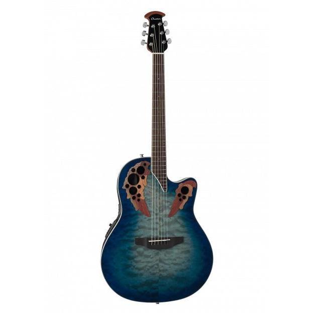 Ovation CE48P-RG Celebrity Elite Exotic Acoustic/Electric Guitar in Stunning Caribbean Blue/Natural Burst