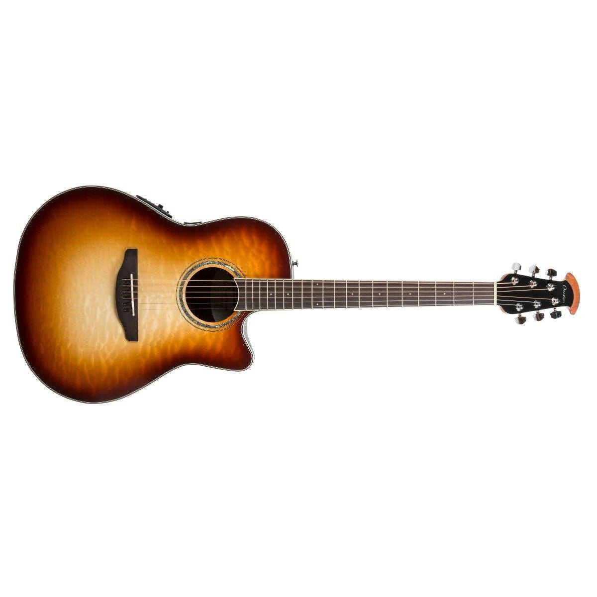 Hot Deal! Ovation CS24X-7C Exotic Quilted Maple Acoustic/Electric Guitar in Cognac Burst