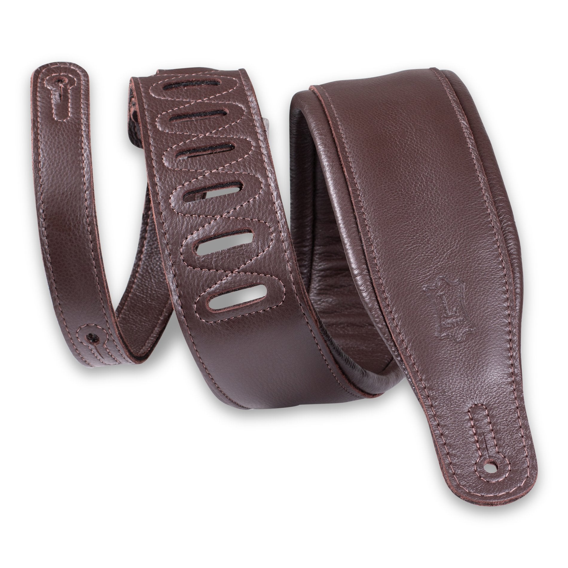 Levy's 3 Garment Leather Guitar Strap - Dark Brown, Hand - Crafted