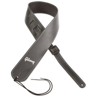 Gibson Troubadour Black Leather Guitar Strap with Soft Smooth Texture