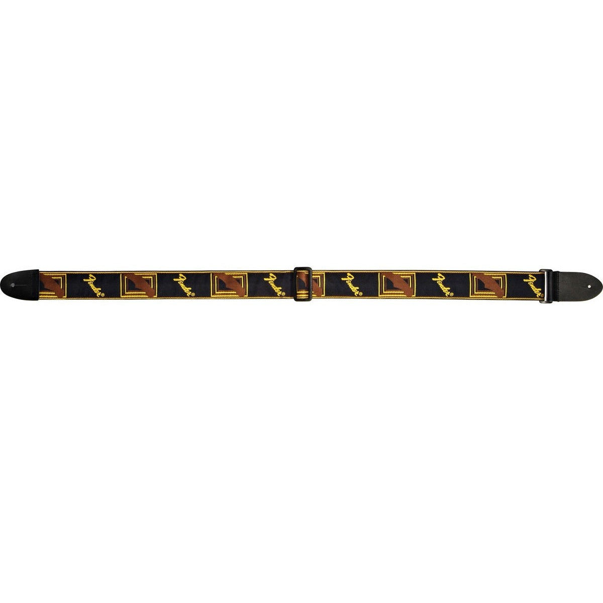 Fender Classic Monogrammed 2' Guitar Strap in Black, Yellow, and Brown - Comfort Upgrade