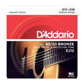 Hot! D'Addario EJ12 80/20 Bronze Medium Acoustic Guitar Strings (13-56)