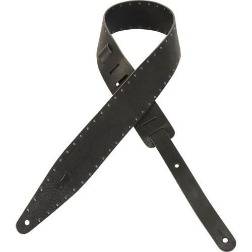 Levy's MV317ST-BLK Black Veg-Tan Leather Guitar Strap with Metal Studs - Great Deal!