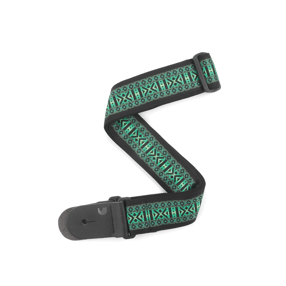 D'Addario Monterey 3 Green Guitar Strap - Adjustable & Durable T20W1422