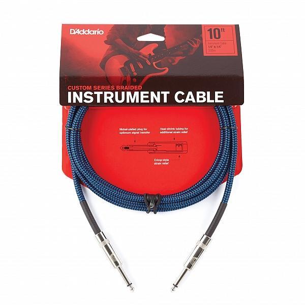 Hot Deal! D'Addario 10ft Blue Braided Instrument Cable, 1/4 Male to 1/4 Male