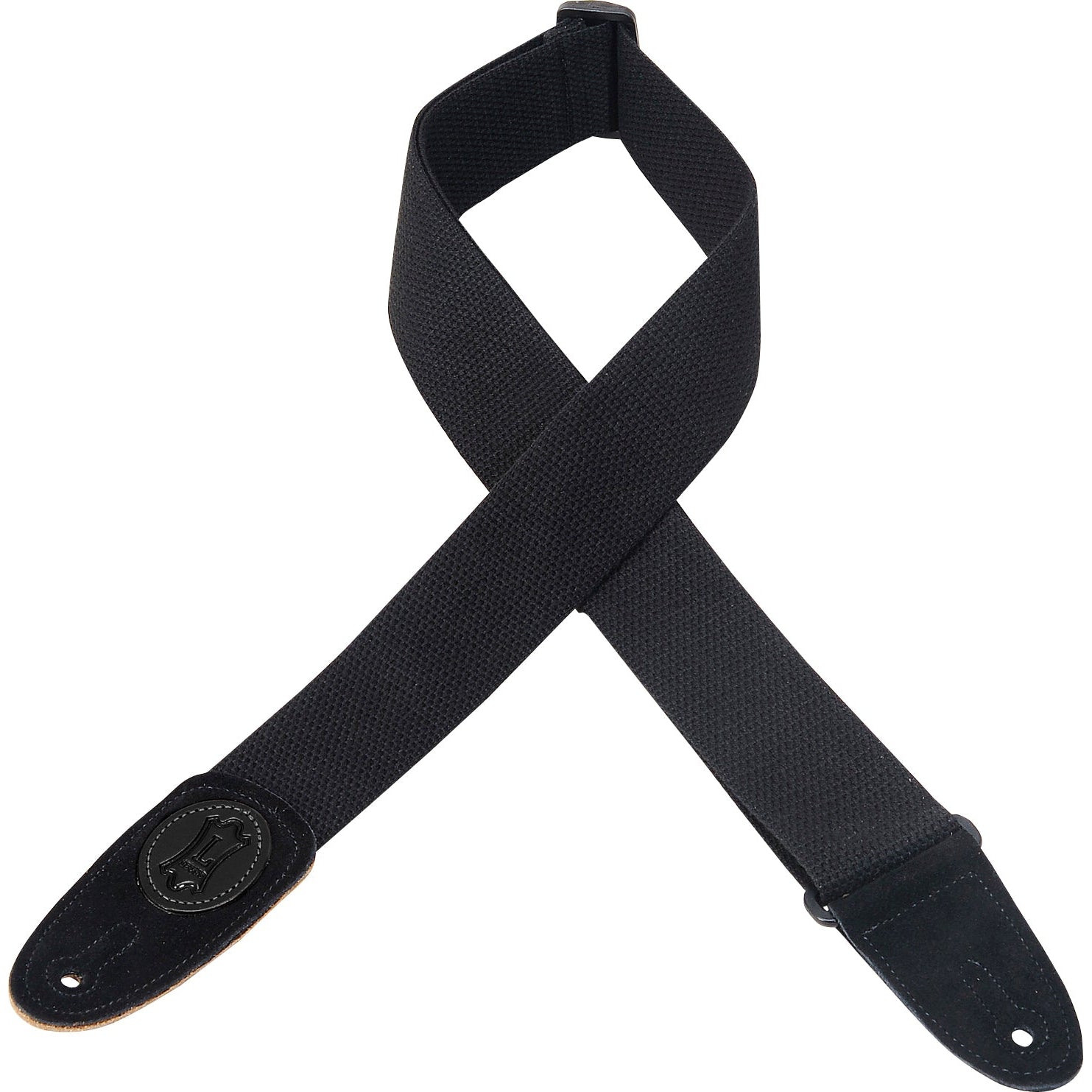 Levy's Adjustable 2-Inch Black Cotton Guitar Strap with Iconic Design