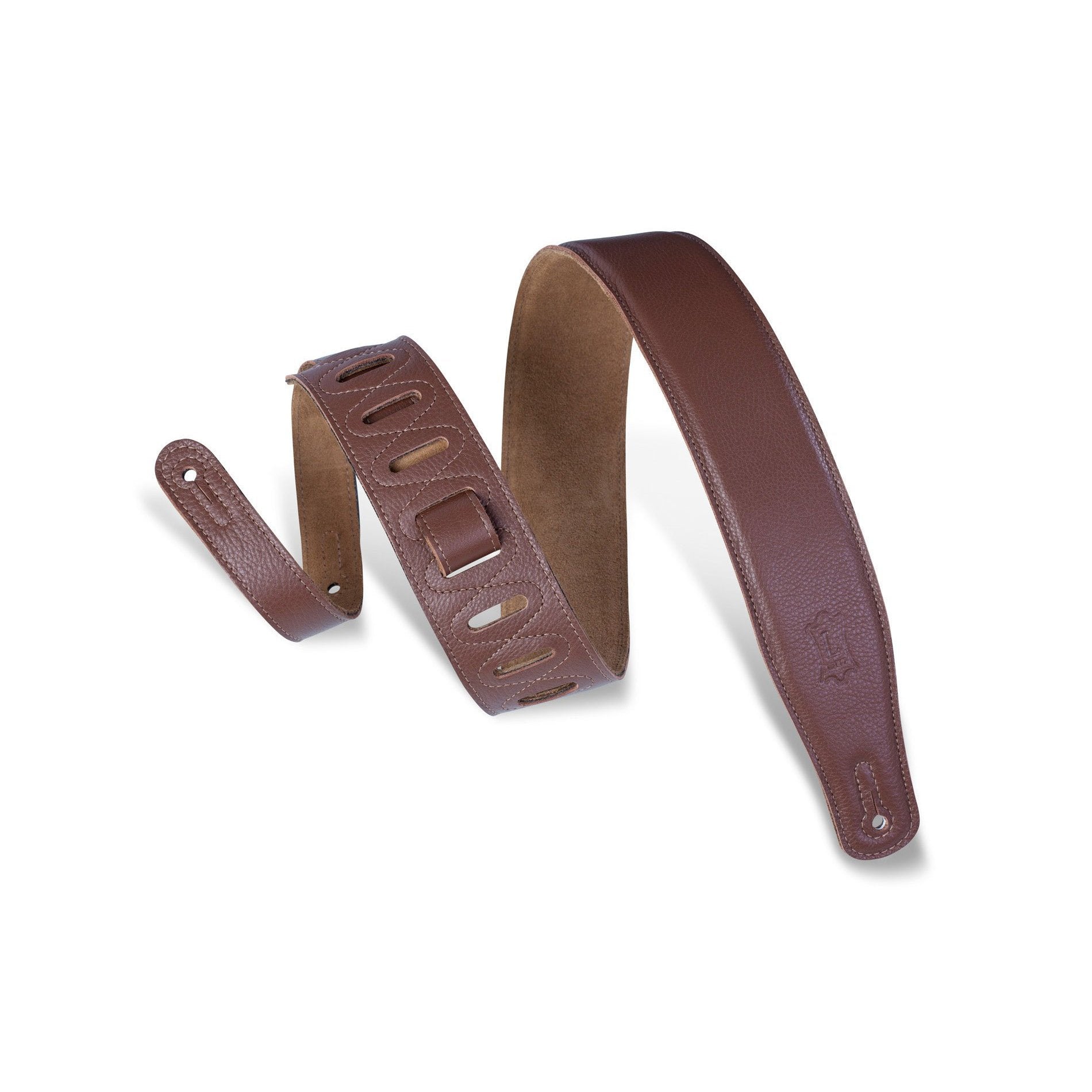 Levy's 2-1/2-Inch Adjustable Brown Garment Leather Guitar Strap