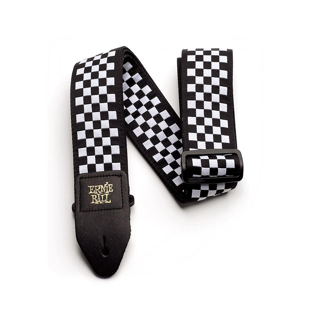 Ernie Ball Checkered Guitar Strap - Black & White, Now on Sale!