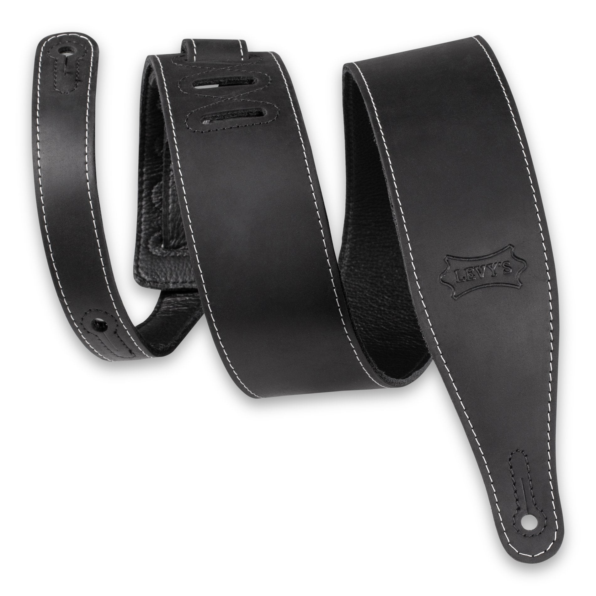 Levy's 2.5-Inch Black Butter Leather M17BAS Guitar Strap