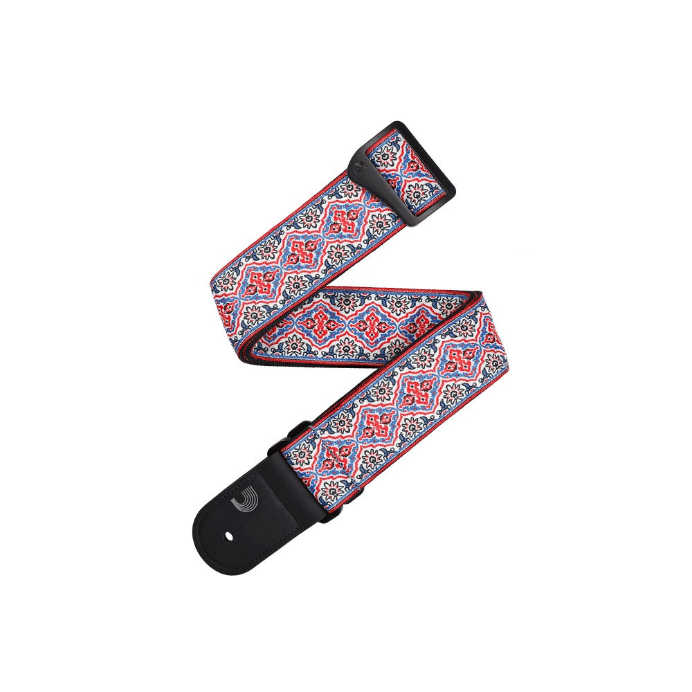 D'Addario 50RW07 Eco-Friendly Persian Woven Guitar Strap in White, Red & Blue