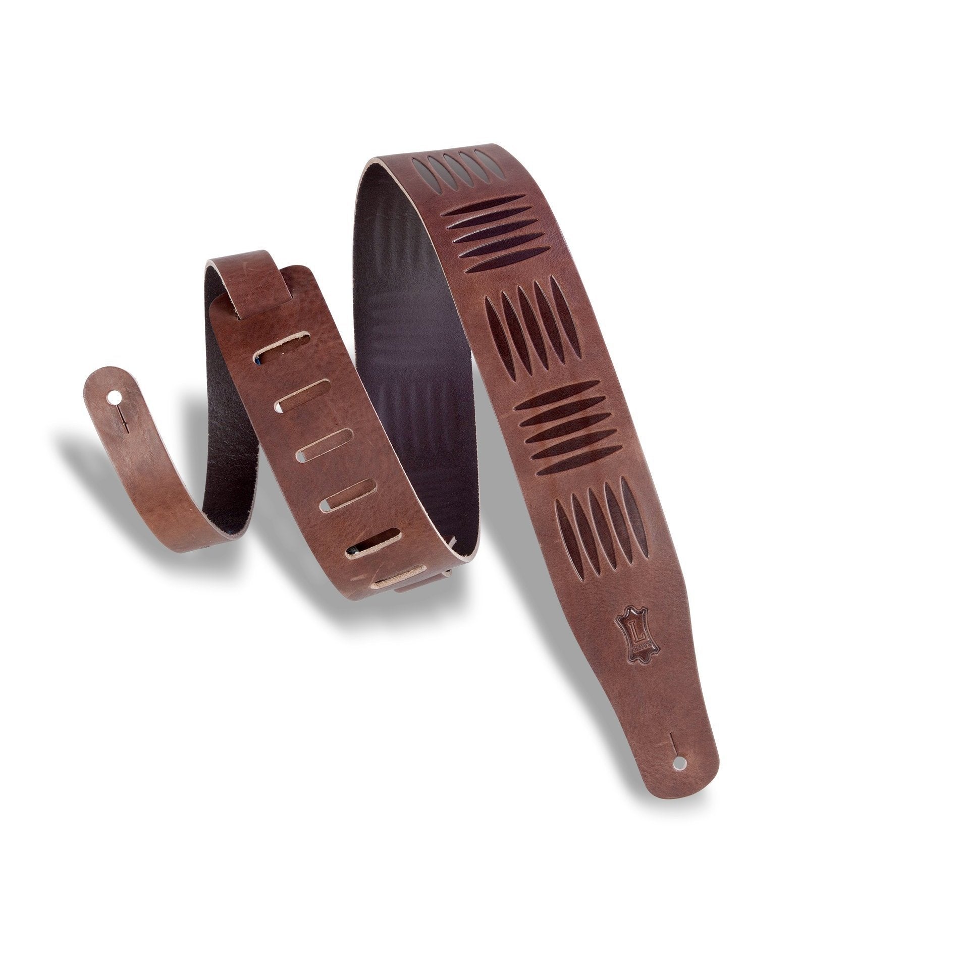 Levy's Brown 2-1/2 Veg-Tan Guitar Strap with Tribal Design