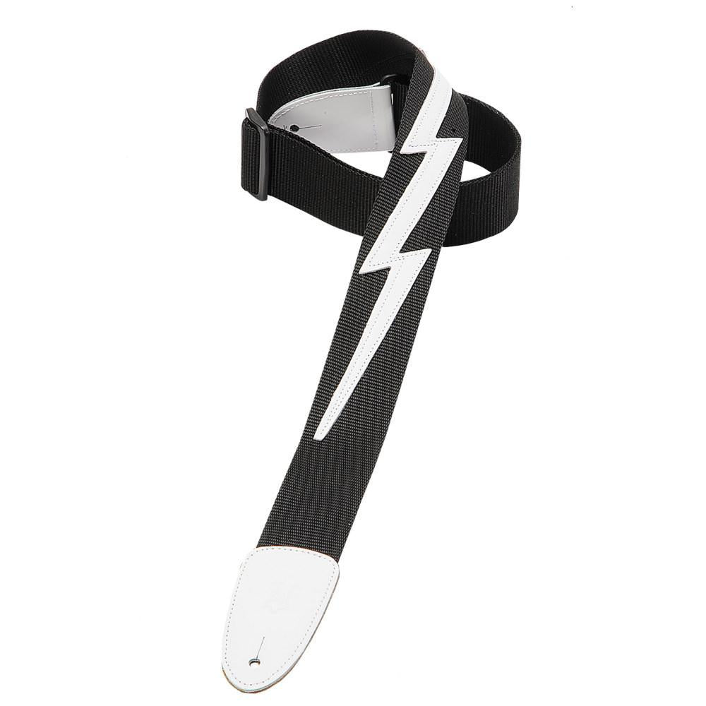 Levy's 2-Inch Adjustable Black Polypropylene Guitar Strap with Leather Accents