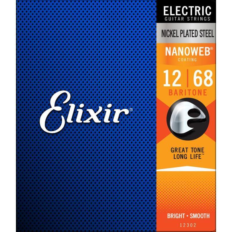 Hot Deal! Elixir 12302 Nanoweb Coated Baritone Electric Guitar Strings 12 - 68