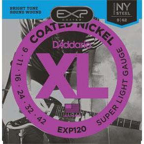 D'Addario EXP120 Super Light 9-42 Coated Nickel Plated Steel Electric Guitar Strings