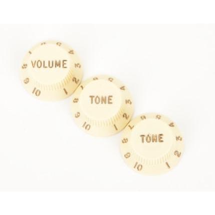 Hot Deal! Aged White Fender Stratocaster Guitar Knobs - 1 Volume, 2 Tone Set