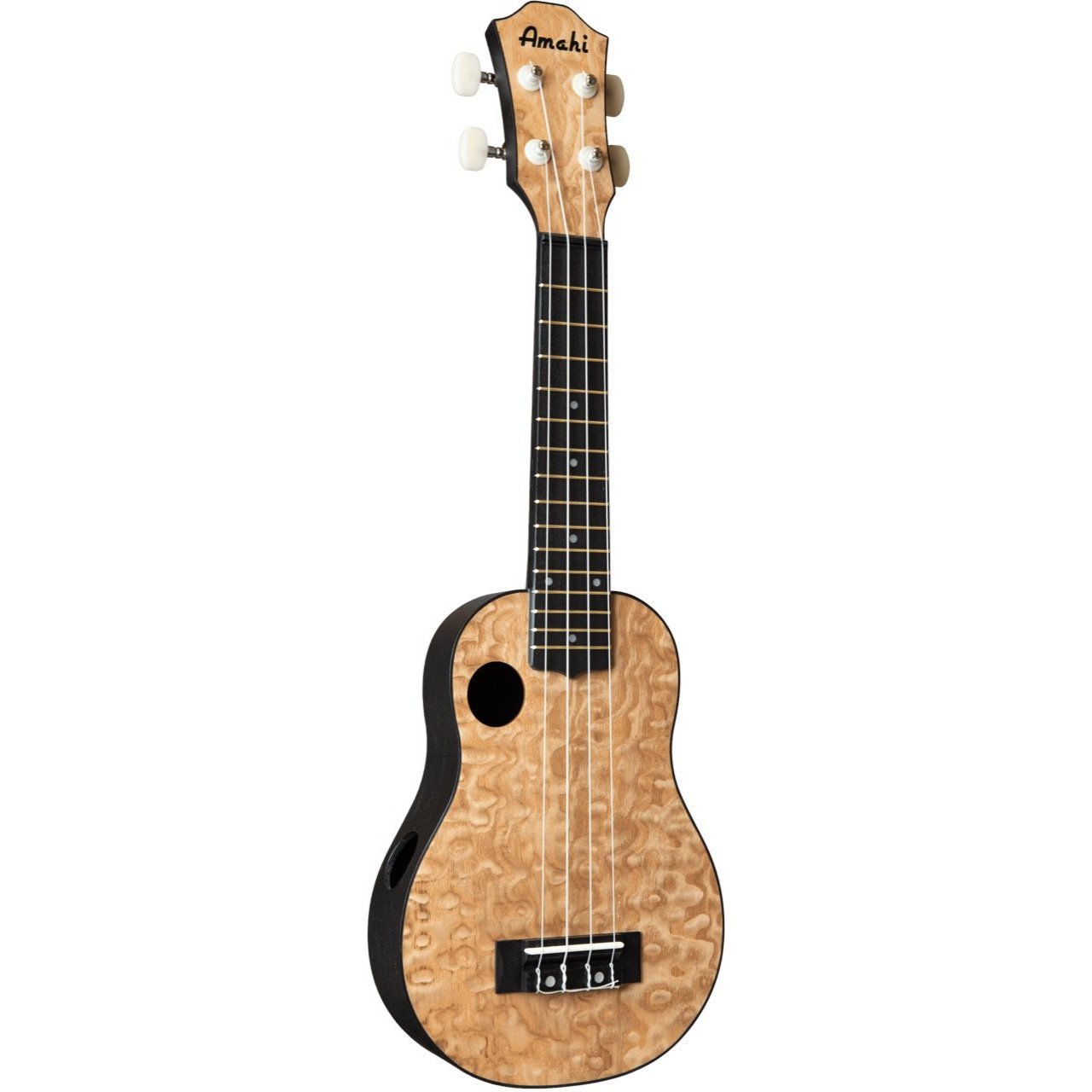 Amahi HCLF880 Soprano Ukulele with Quilted Ash Top and Vinyl Gig Bag