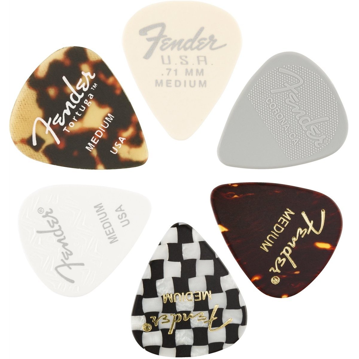 Hot Deal! Fender Assorted Medium Picks 6-Pack in 351 Shape