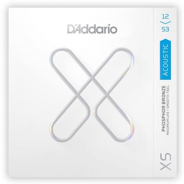 D'Addario XS Phosphor Bronze Acoustic Guitar Strings - Light 12-53, Long-Lasting!