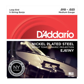 D'Addario 5-String Medium Banjo Strings EJ61NY Nickel Plated Steel 10-23 - Ideal Choice!