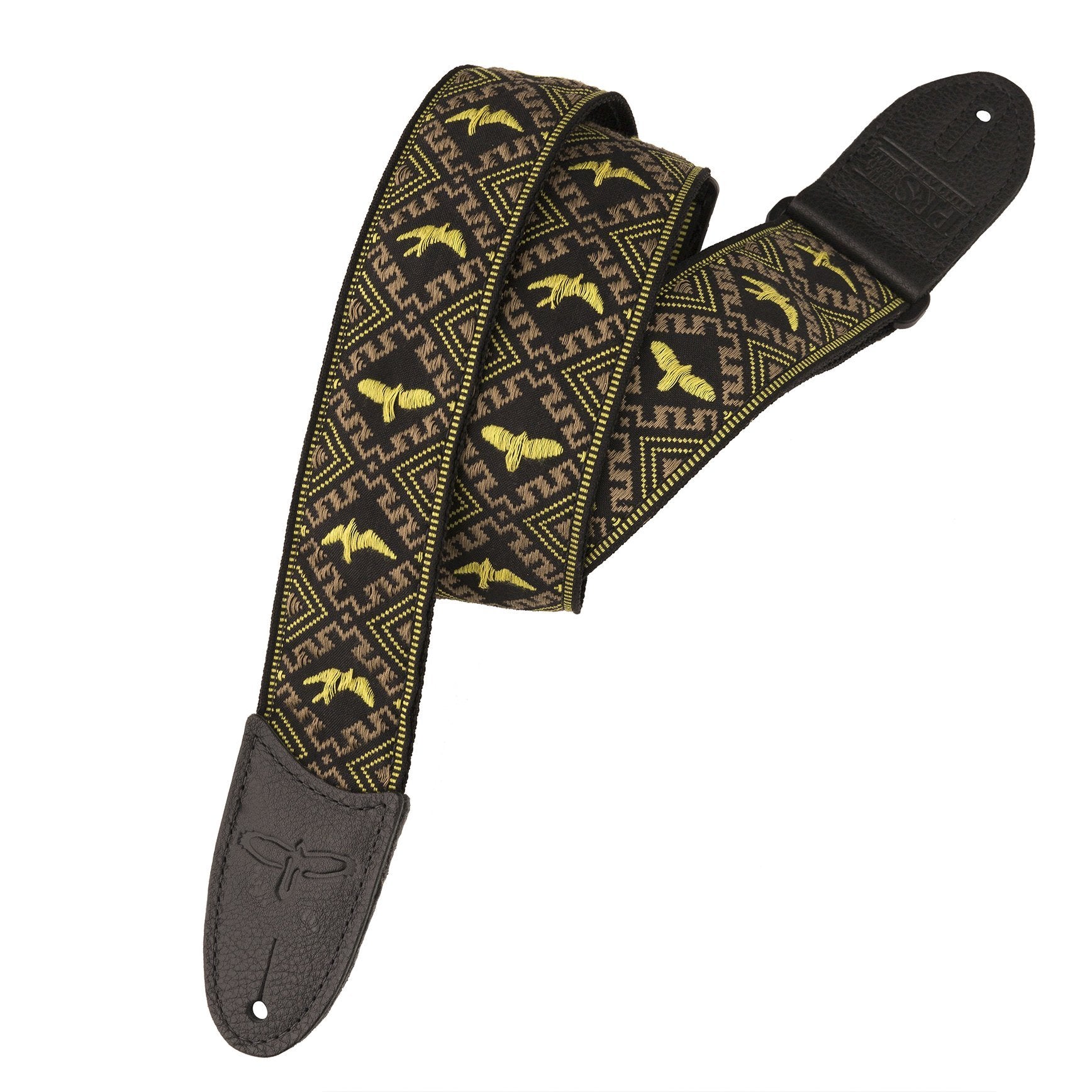 Hot Deal! Paul Reed Smith Jacquard Hootenanny Guitar Strap in Black & Yellow Birds Design