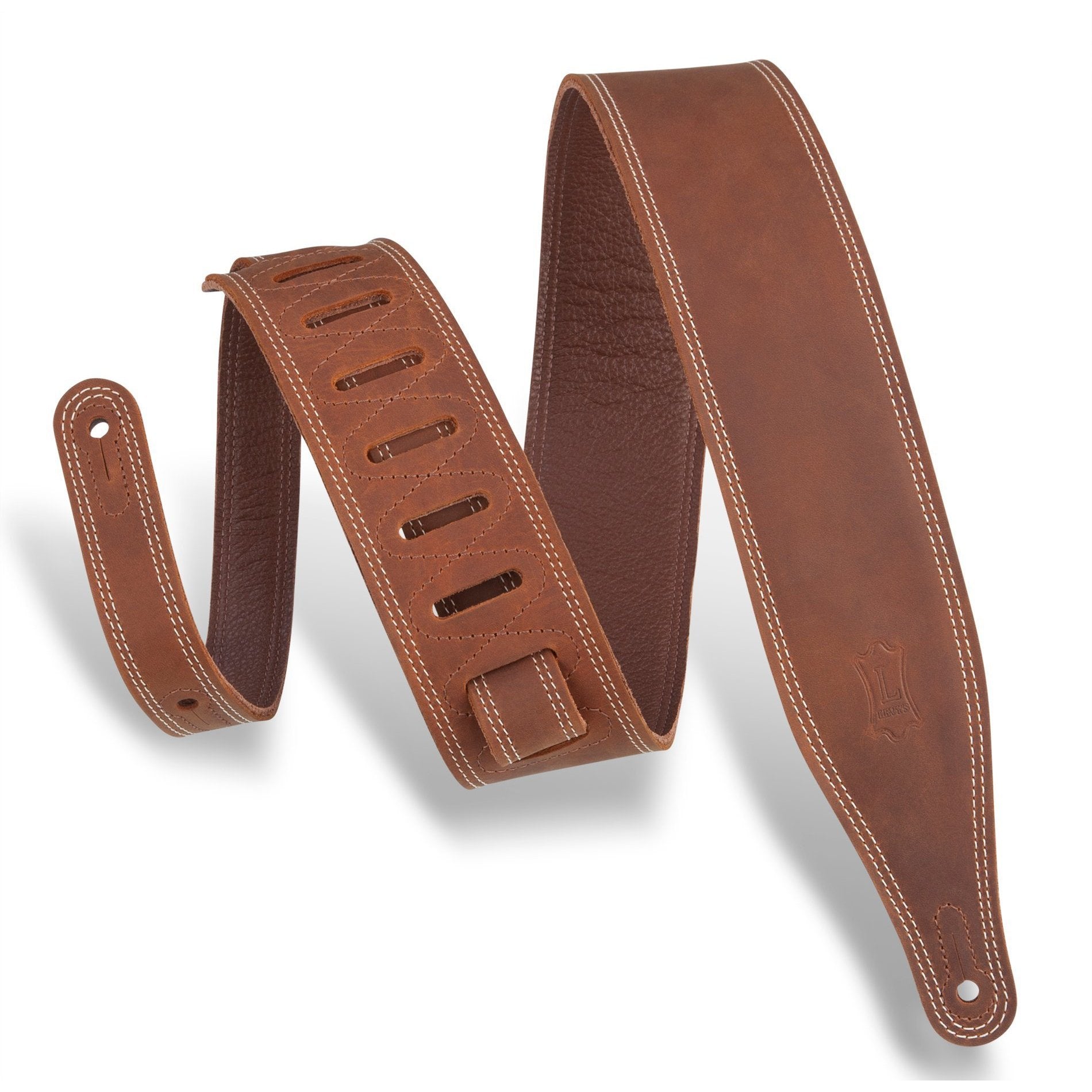 Levy's 2.5-Inch Brown Adjustable Leather Guitar Strap (M17BDS-BRN)