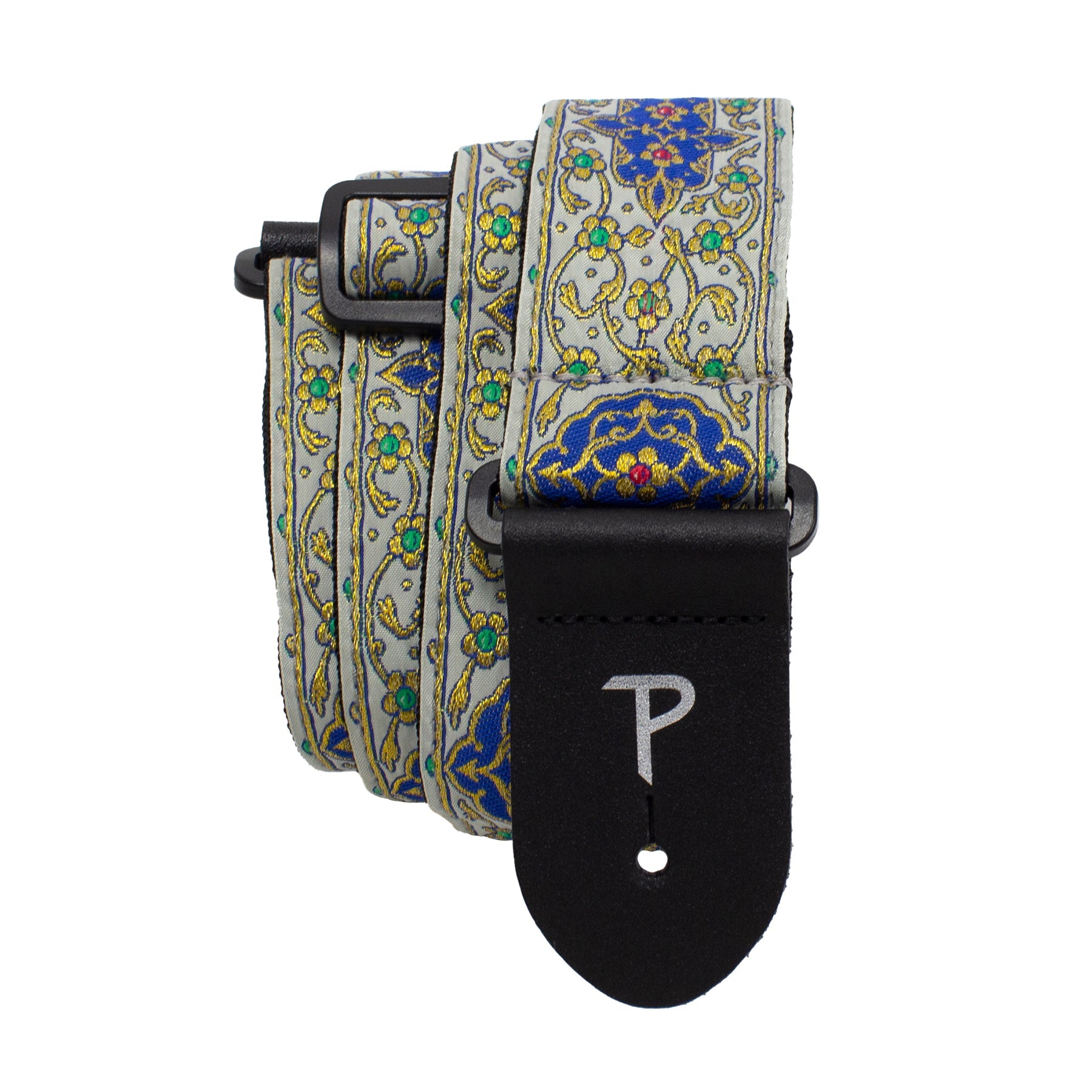 Hot Deal! Perri's 2-Inch Gray/Blue Henna Jacquard Guitar Strap with Adjustable Length