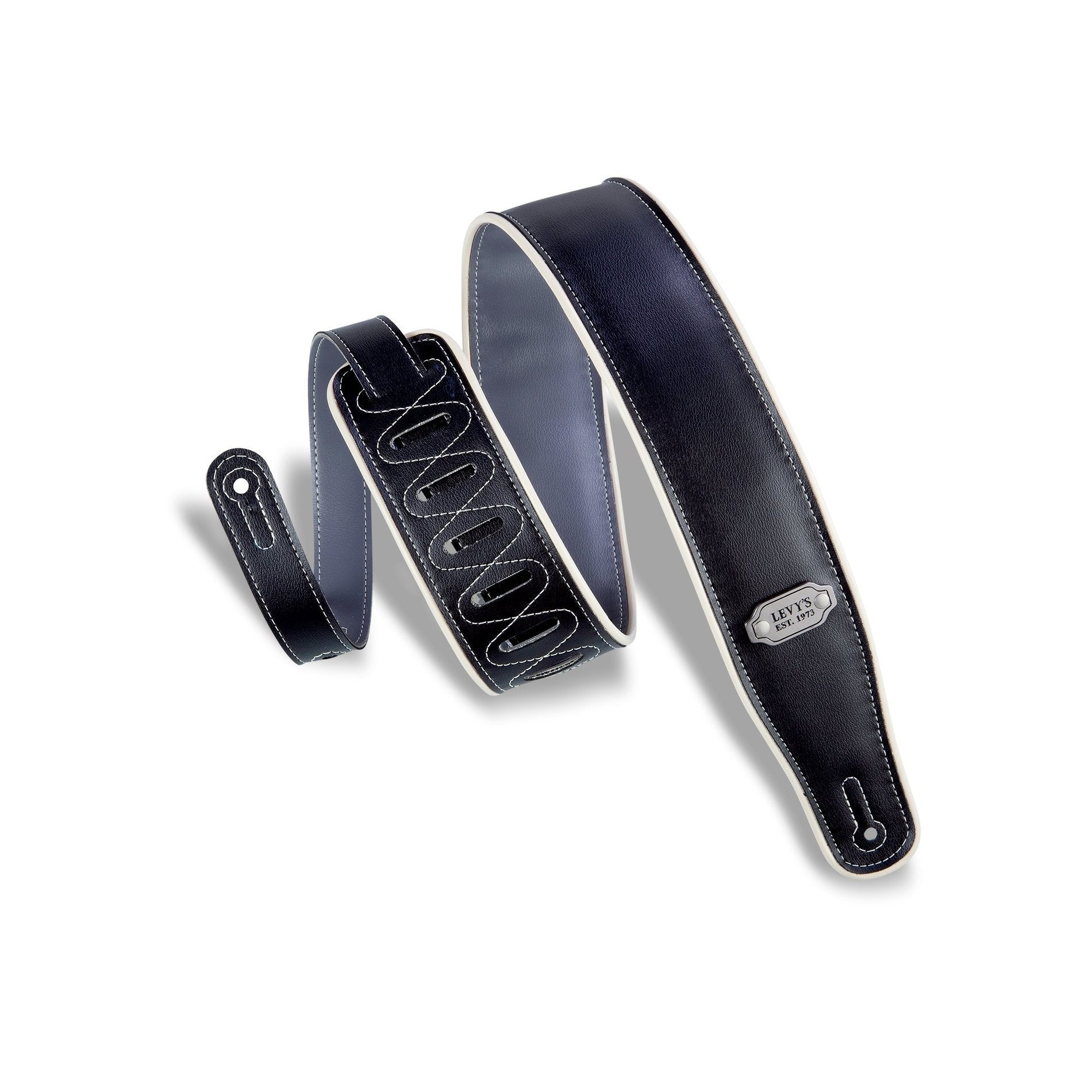 Levy's Adjustable 2-1/2 Double-Sided Black/Grey Vinyl Guitar Strap