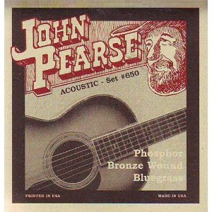 John Pearse 650 Phosphor Bronze Bluegrass Acoustic Guitar Strings, Gauge 12 - 56