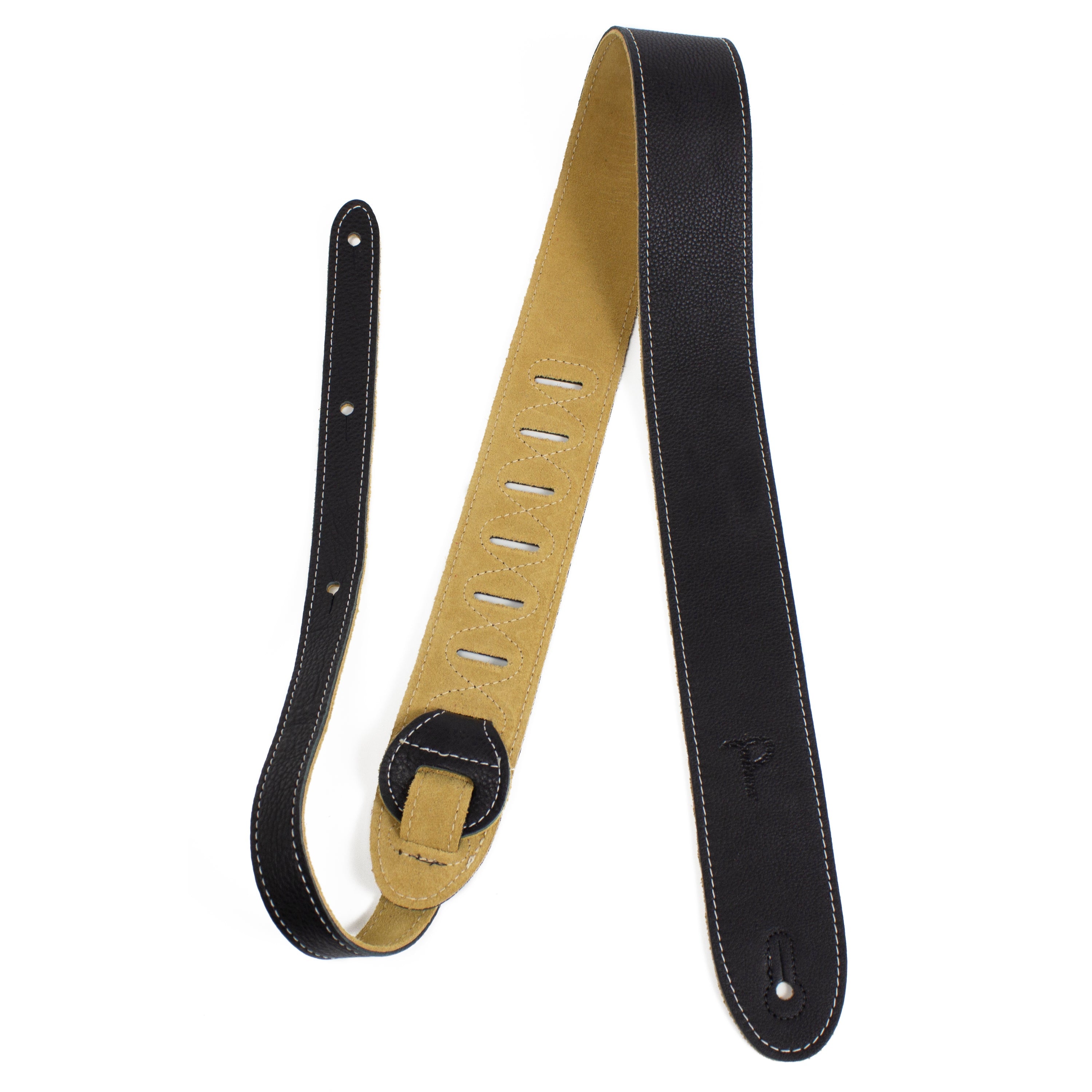 Perri's 6552 Adjustable 2-Inch Soft Italian Black Leather Guitar Strap