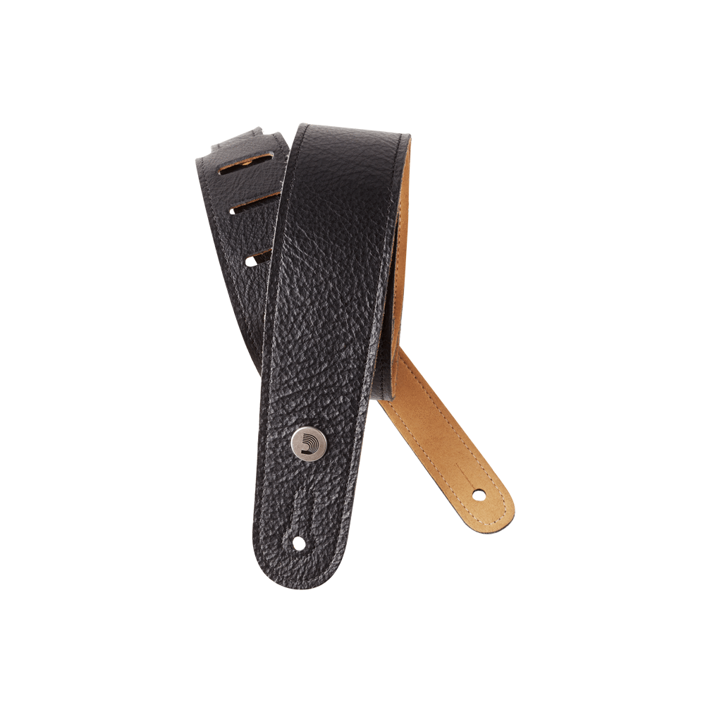 Planet Waves Black Garment Leather Guitar Strap with Exclusive Tapered Design