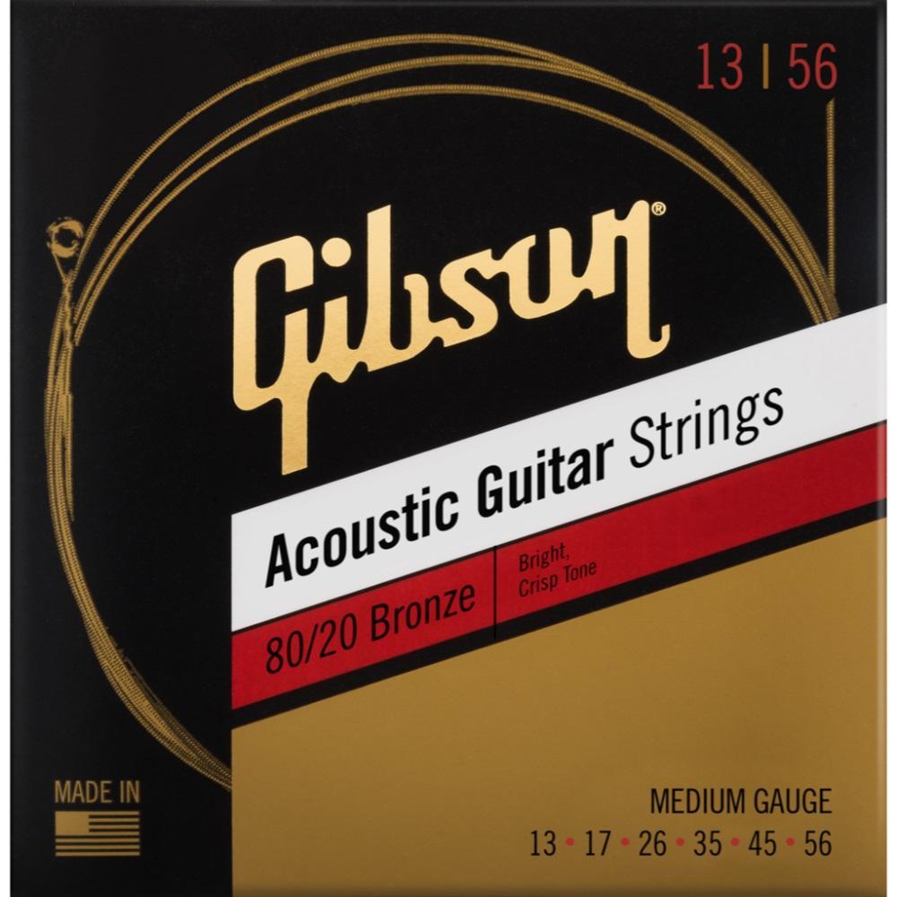 Gibson Medium Gauge 13 - 56 80/20 Bronze Acoustic Guitar Strings for Authentic Sound
