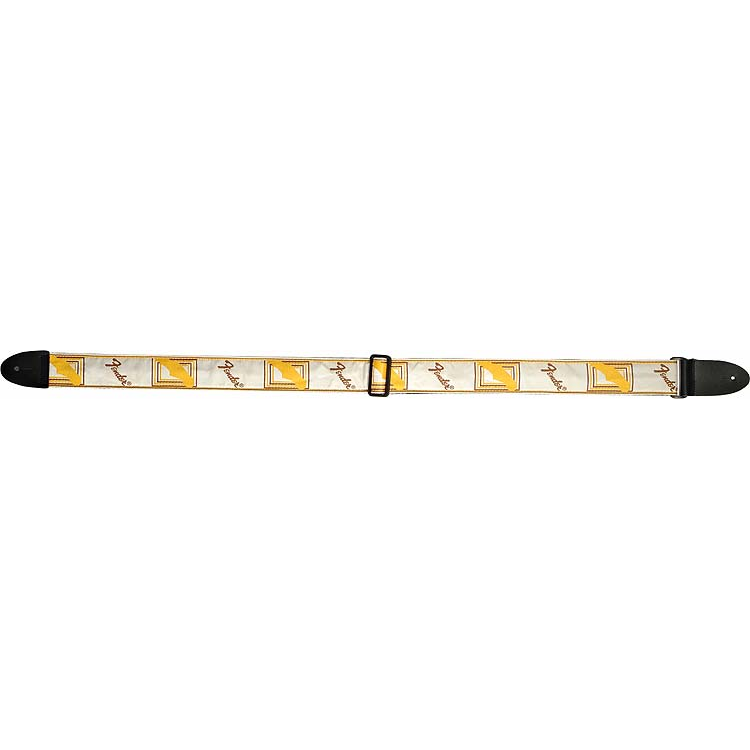 Fender Monogrammed Guitar Strap - White, Brown, Yellow - Comfort Upgrade