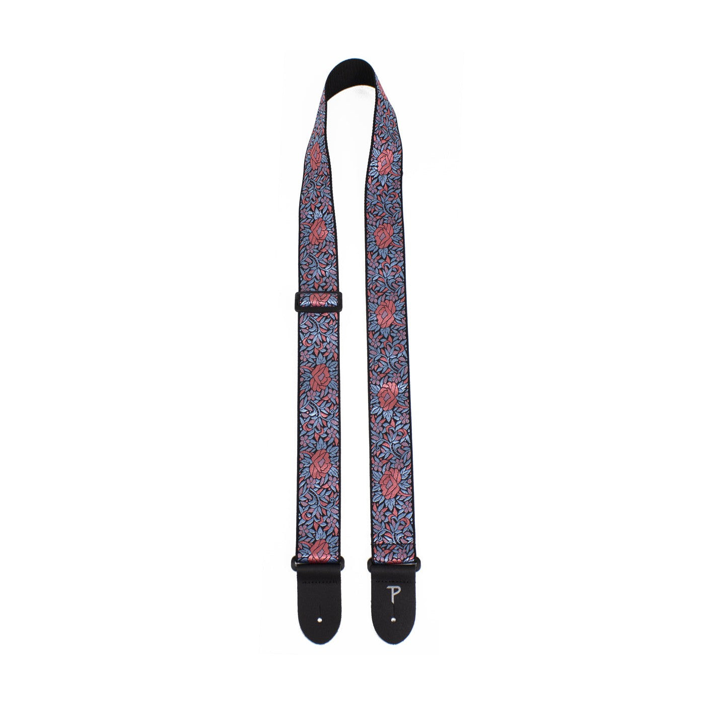 Perri's Premium Jacquard Guitar Strap - Pink/Blue Floral Design, Great Value!