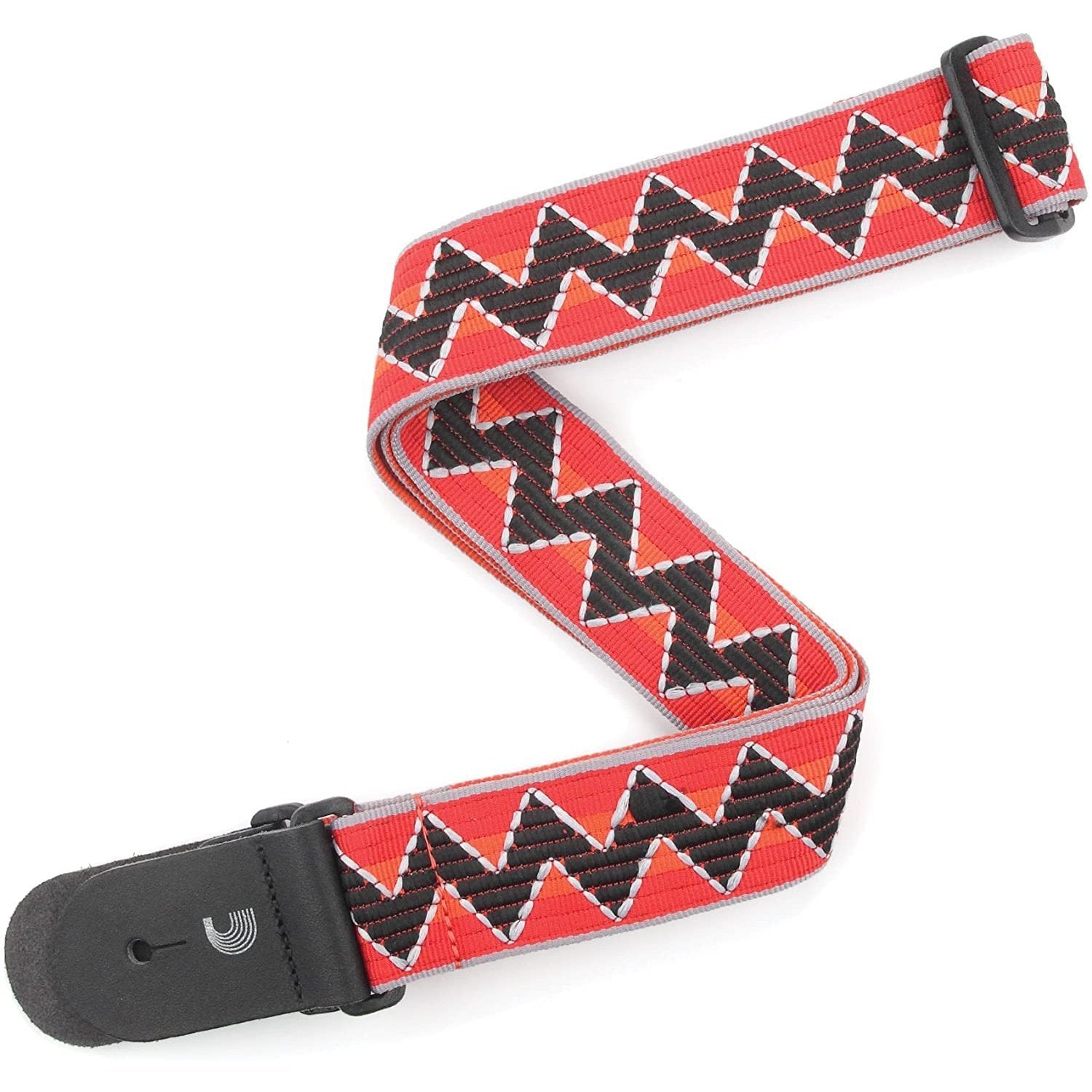 Red/Black Planet Waves 2 - inch Nylon Zig - Zag Guitar Strap