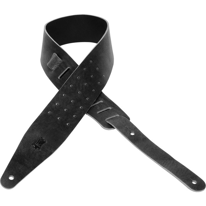 Levy's MV317ONX-BLK 2.5-Inch Veg-Tan Black Leather Adjustable Guitar Strap