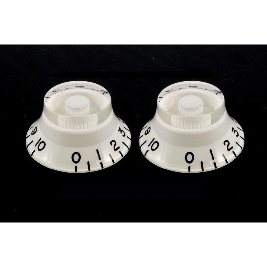 2-Pack White Vintage Style Bell Knobs PK-0140-025 for USA Split Shaft Pots