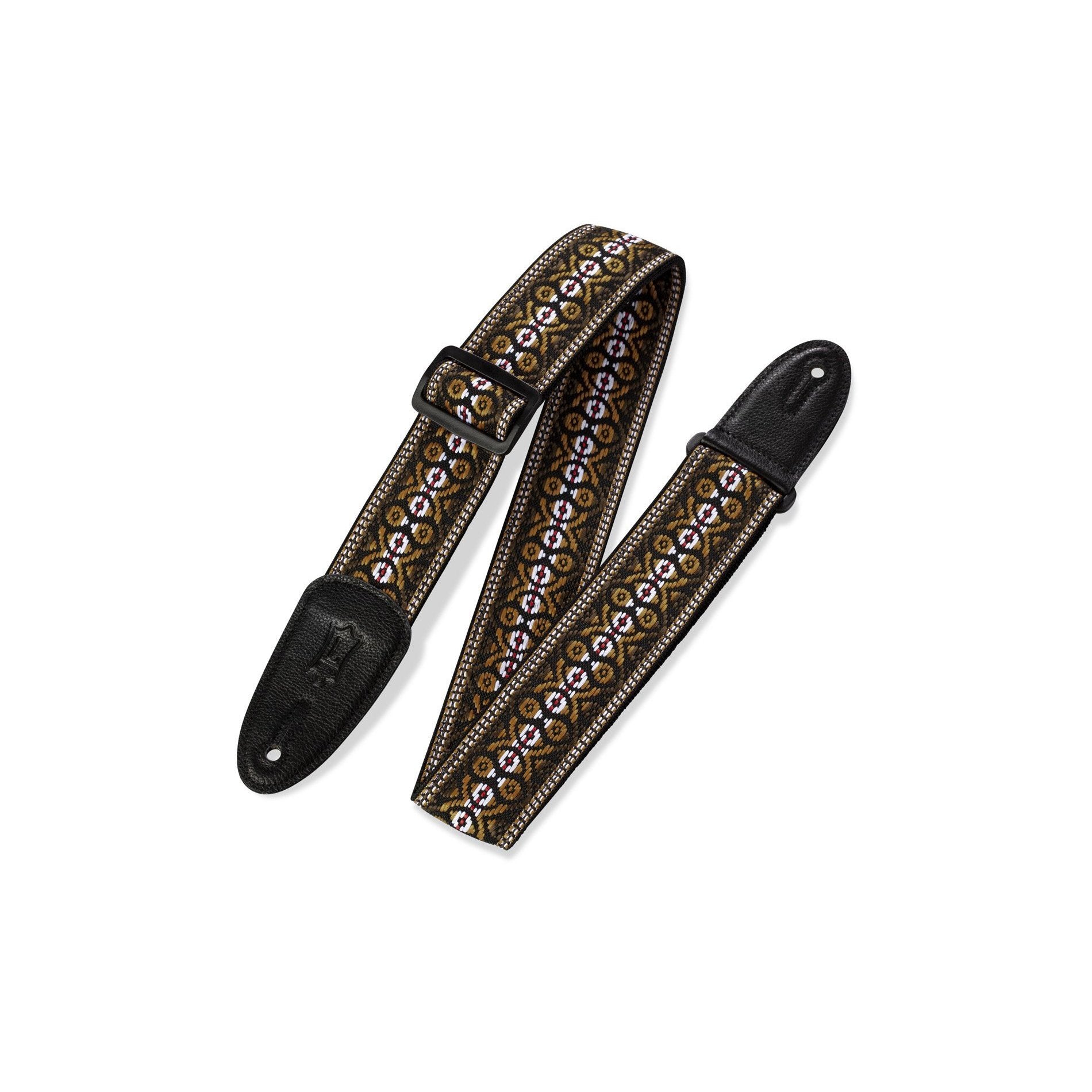 Levy's M8HT-20 Guitar Strap: Orange & Brown Striped Jacquard Weave