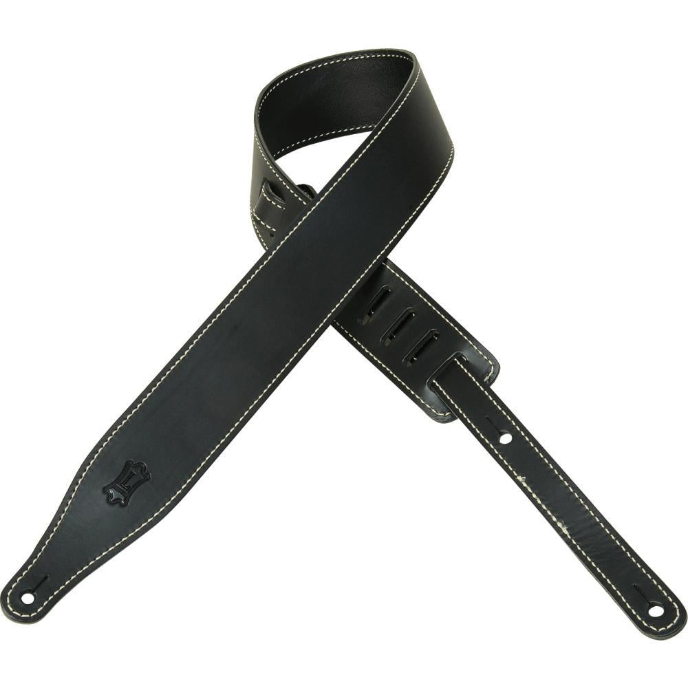 Levy's MV17-BLK Black 2.5-Inch Veg-Tan Leather Guitar Strap - Great for Musicians