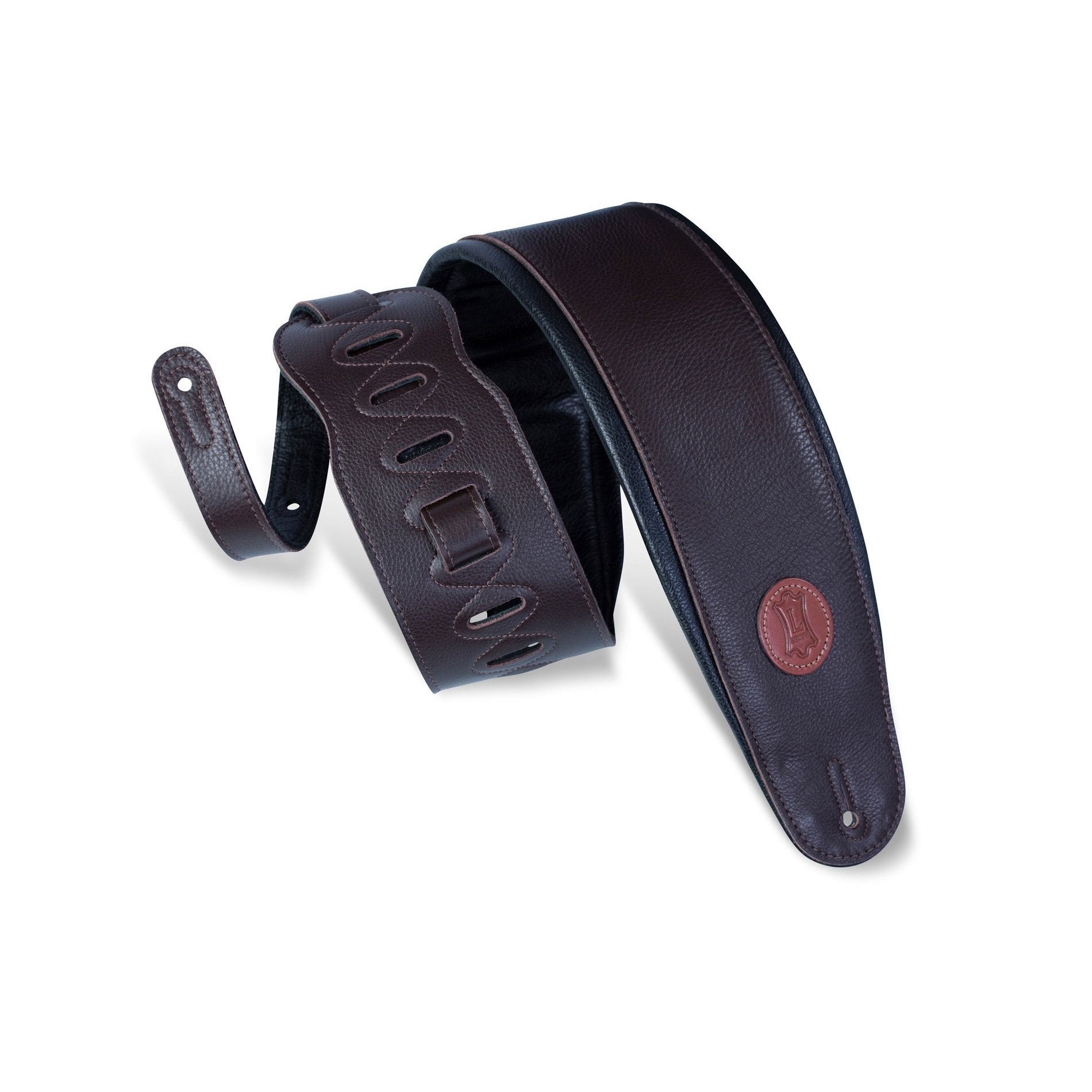 Levy's 4 1/2-Inch Dark Brown Adjustable Garment Leather Bass/Guitar Strap