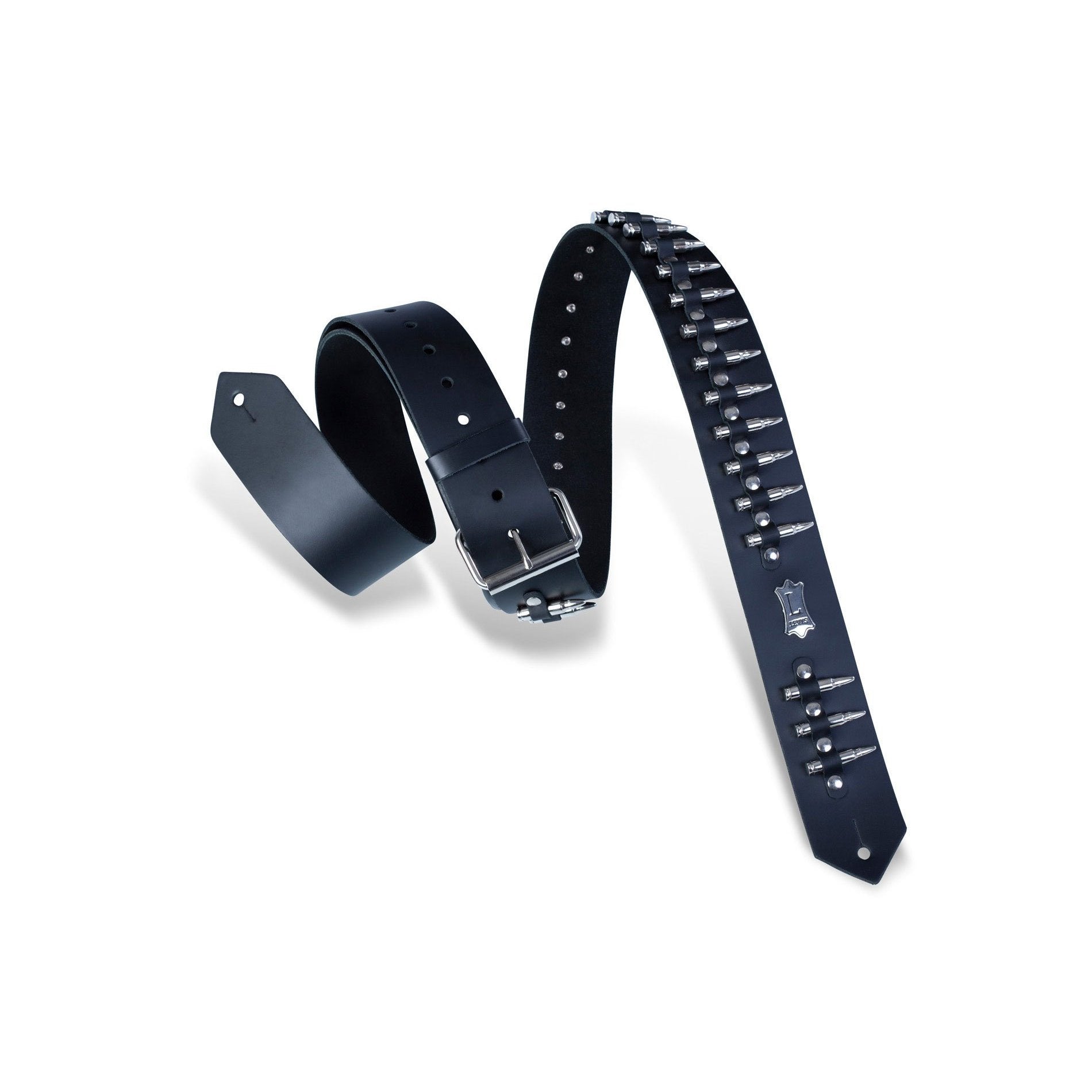 Levy's 2 Leather Guitar Strap - Black PM28-2B-BLK (Adjustable)