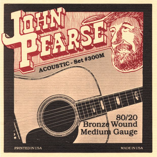 John Pearse 300M Medium 13 - 56 80/20 Bronze Acoustic Guitar Strings on Sale
