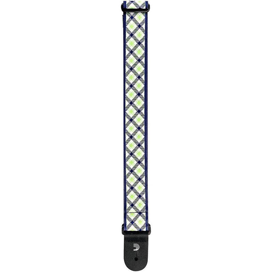 Planet Waves Navy/Teal Woven Gingham Guitar Strap - Ideal for Guitar and Bass