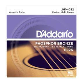D'Addario EJ26 Custom Light Phosphor Bronze Acoustic Guitar Strings 11 - 52 (Popular!)