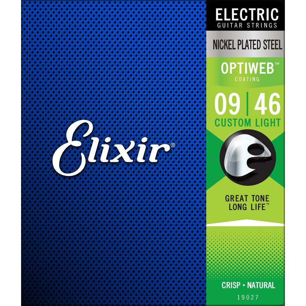 Hot Deal! Elixir Optiweb Coated Custom Light Electric Guitar Strings 9-46