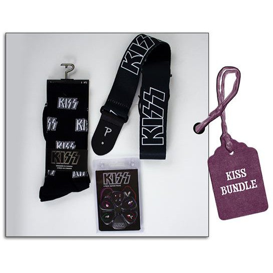 Perri's Premium Kiss Bundle Pack: Guitar Strap, Socks & 6 - Pack Picks