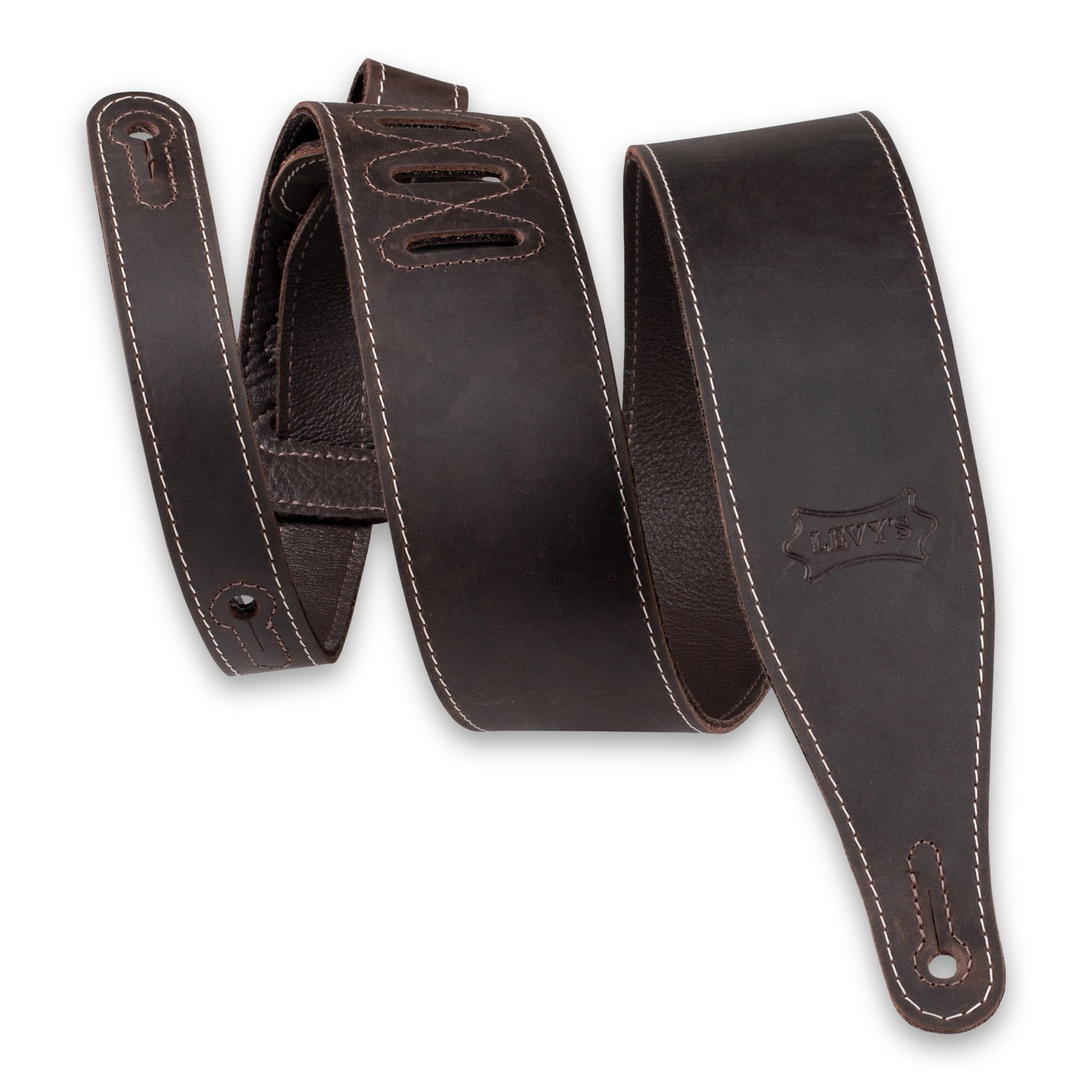 Levy's 2.5-Inch Dark Brown Butter Leather M17BAS-DBR Guitar Strap