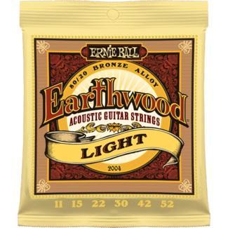 Hot Deal! Ernie Ball 2004 Earthwood 80/20 Bronze Acoustic Guitar Strings - Light Gauge 11 - 52
