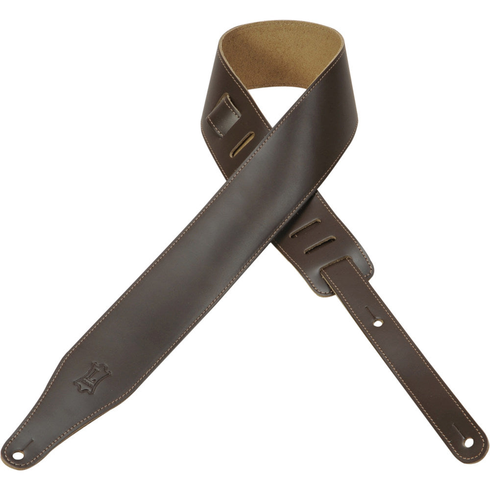 Levy's 2-1/2 Leather Guitar Strap - Dark Brown - Handcrafted & Adjustable