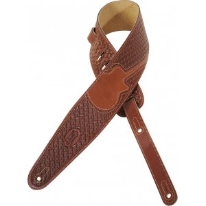 Levy's M44TG-BRN 3 Leather Guitar Strap - Premium Brown Guitar Accessory